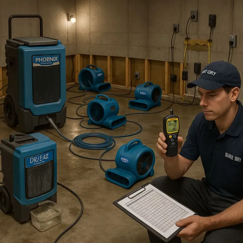 Structural Drying and Dehumidification process in White Meadow Lake, NJ